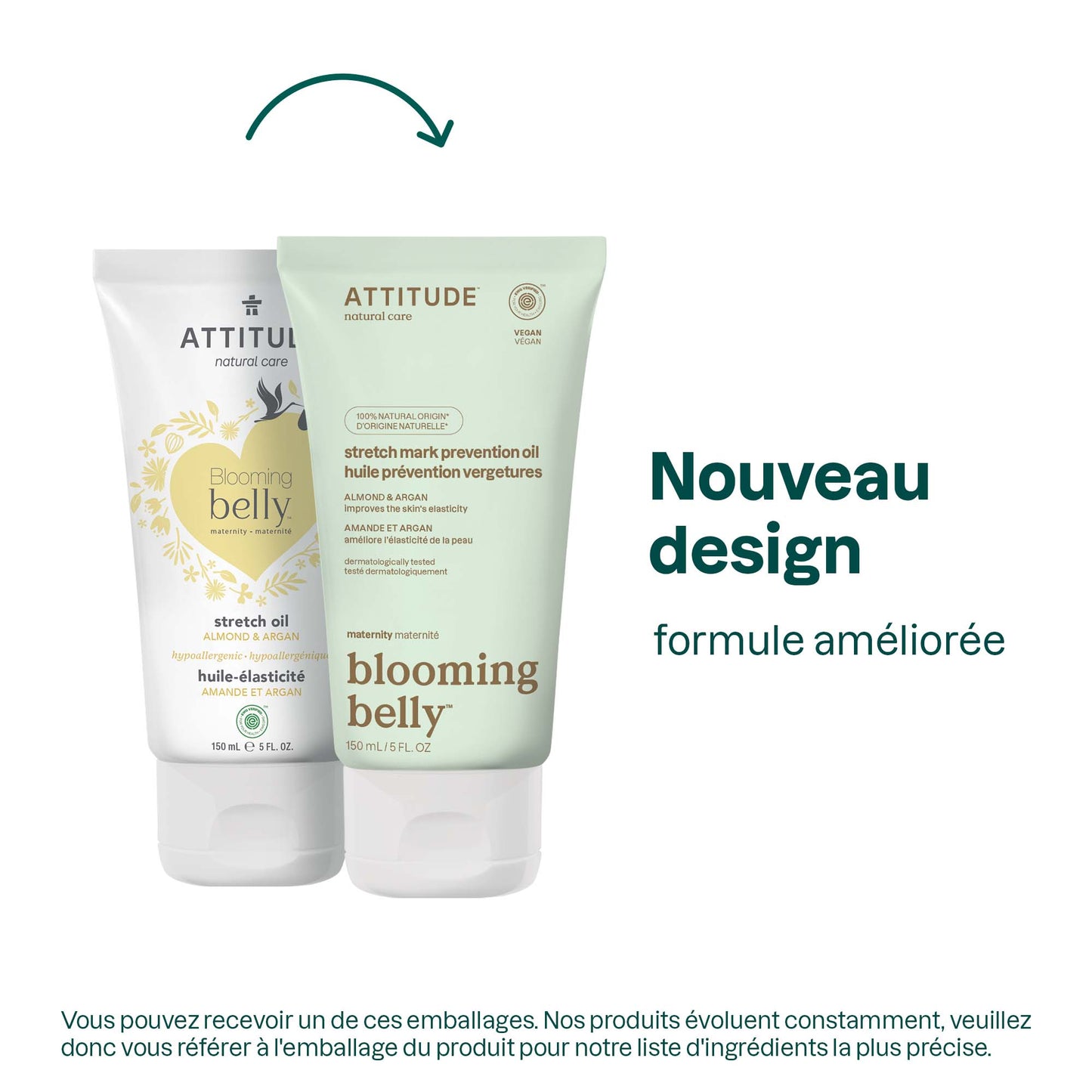 18111 ATTITUDE Blooming Belly™ - Soin vergetures naturel pour femme enceinte - Amande argan _fr? 150 mL