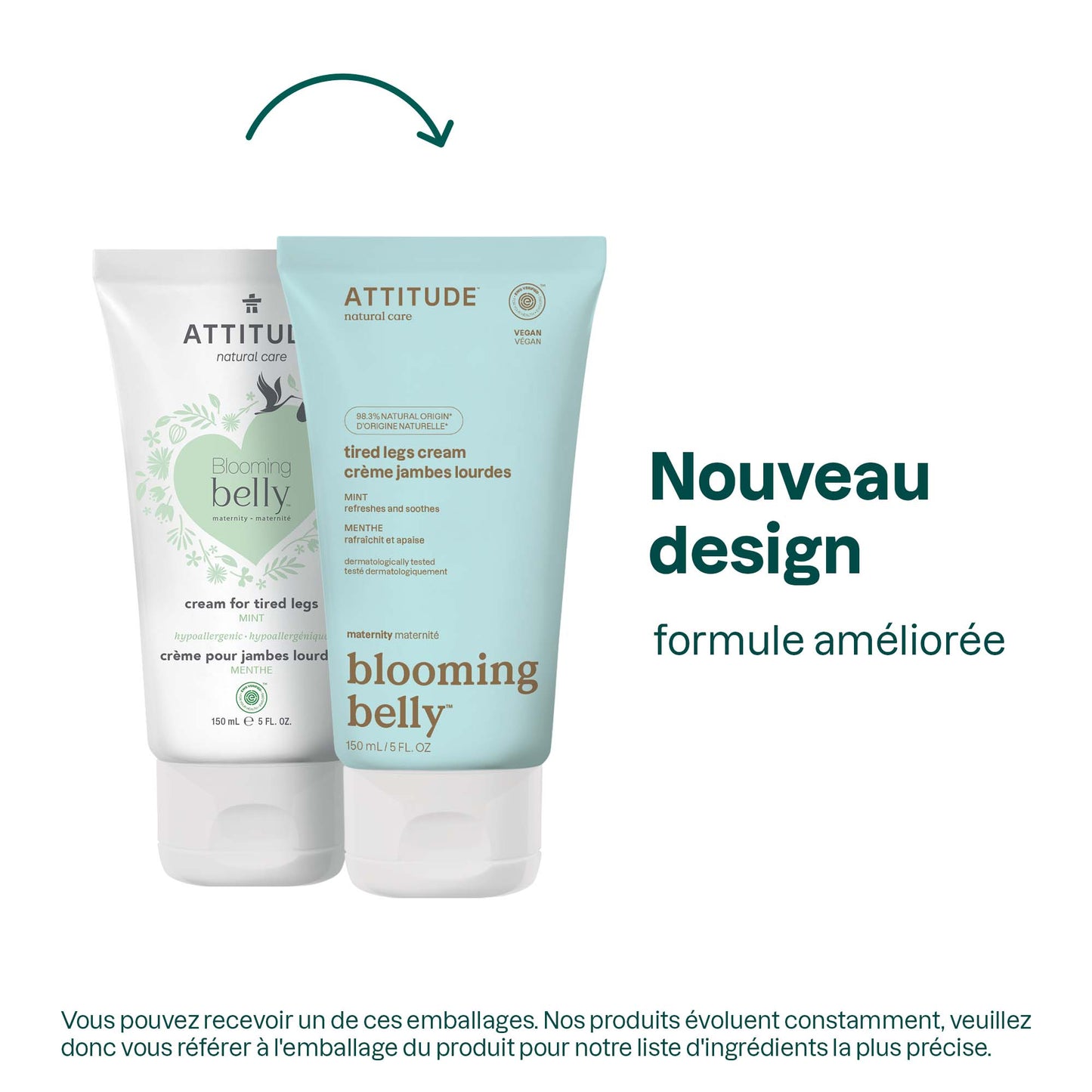 18191 ATTITUDE Blooming Belly™ - Crème jambes lourdes pour femme enceinte - Certifiée EWG _fr? 150 mL