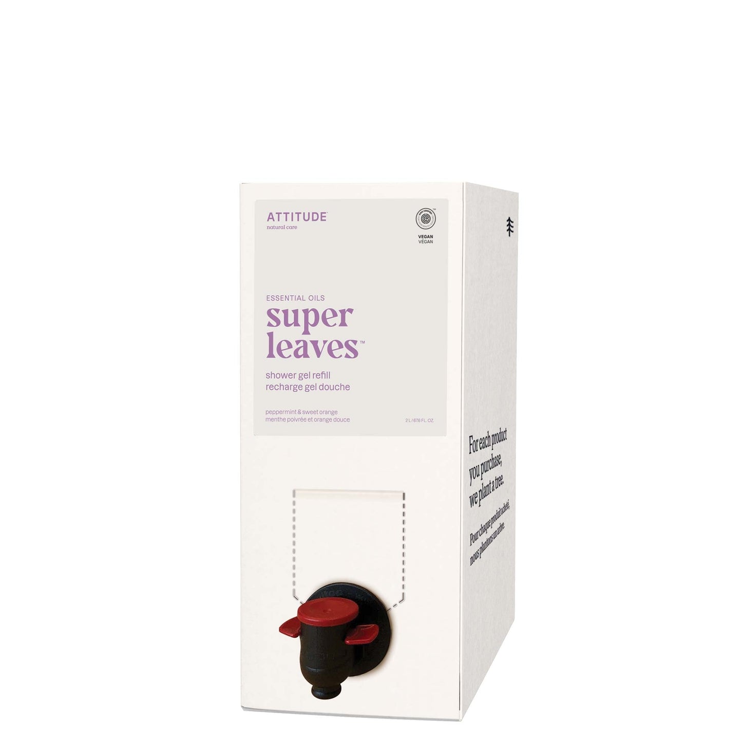 ATTITUDE Super Leaves Essential huile essentielle recharge gel douche Menthe poivrée et orange douce 87834-btob_fr?_main? Éco-recharge 2L