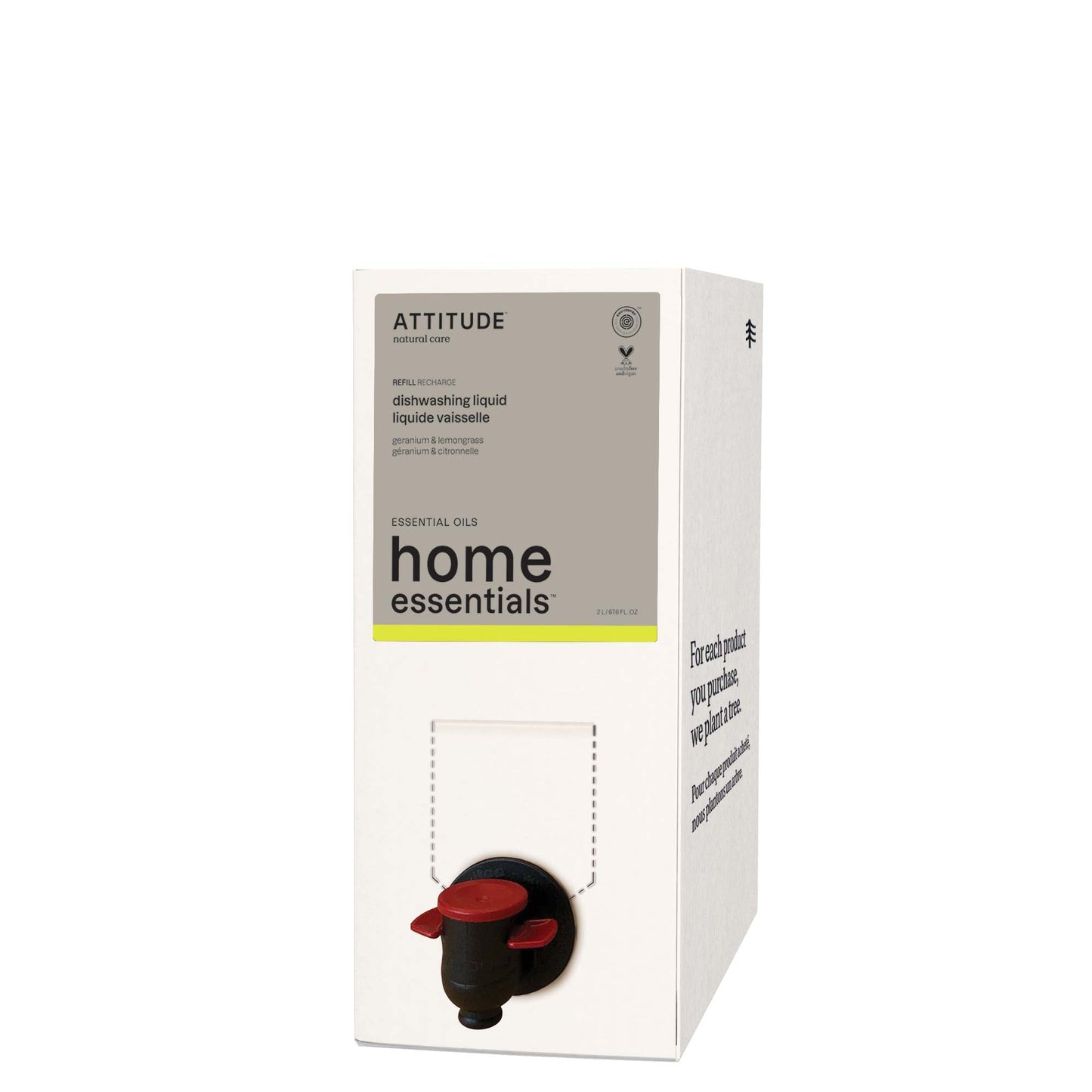 ATTITUDE Home Essentials Essential oils Liquide Vaisselle 87178-btob_fr?_main? Géranium et Citronnelle Éco-Recharge 2L