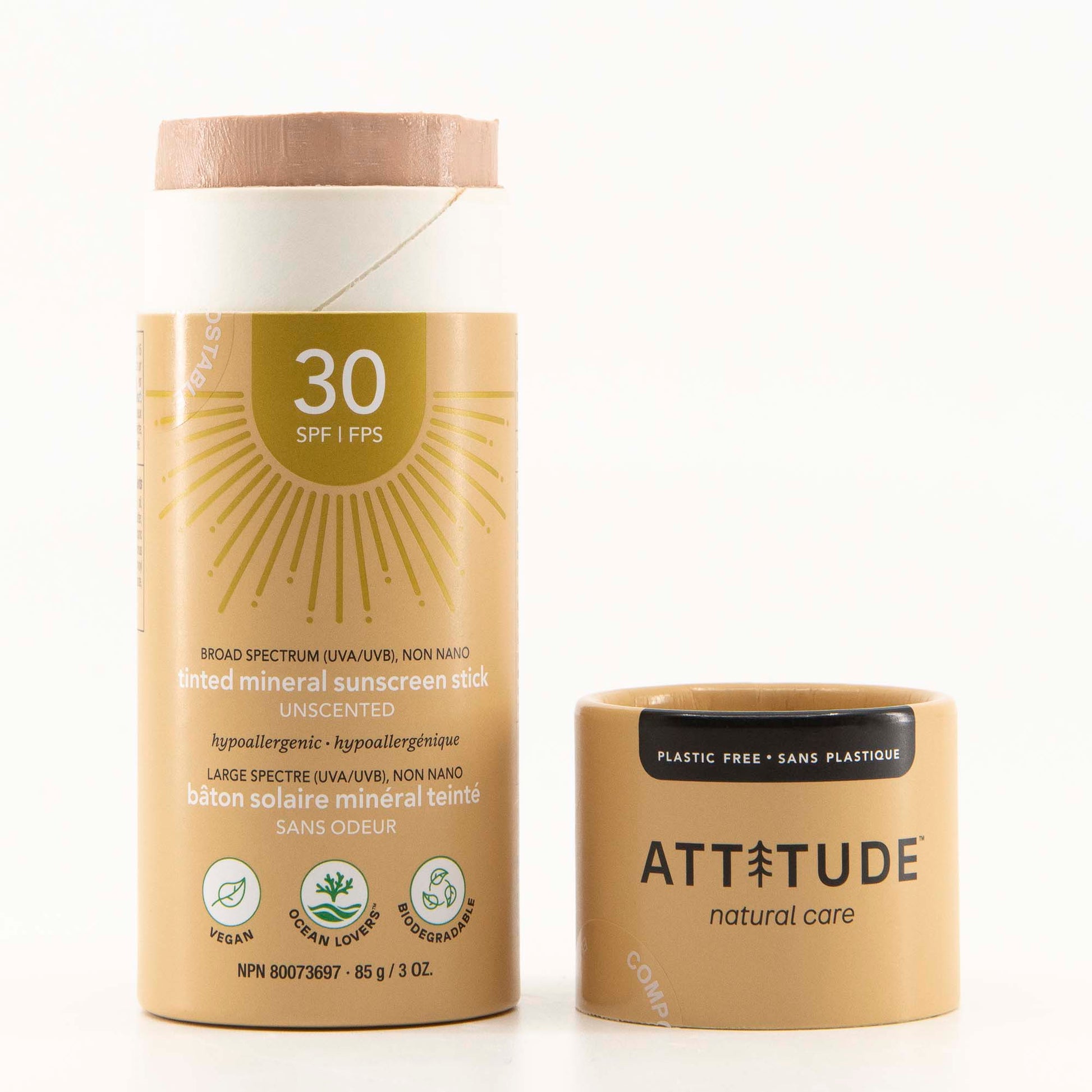 Sunscreen face stick Unscented Tinted SPF 30 ATTITUDE 16033 _en?_back? Unscented