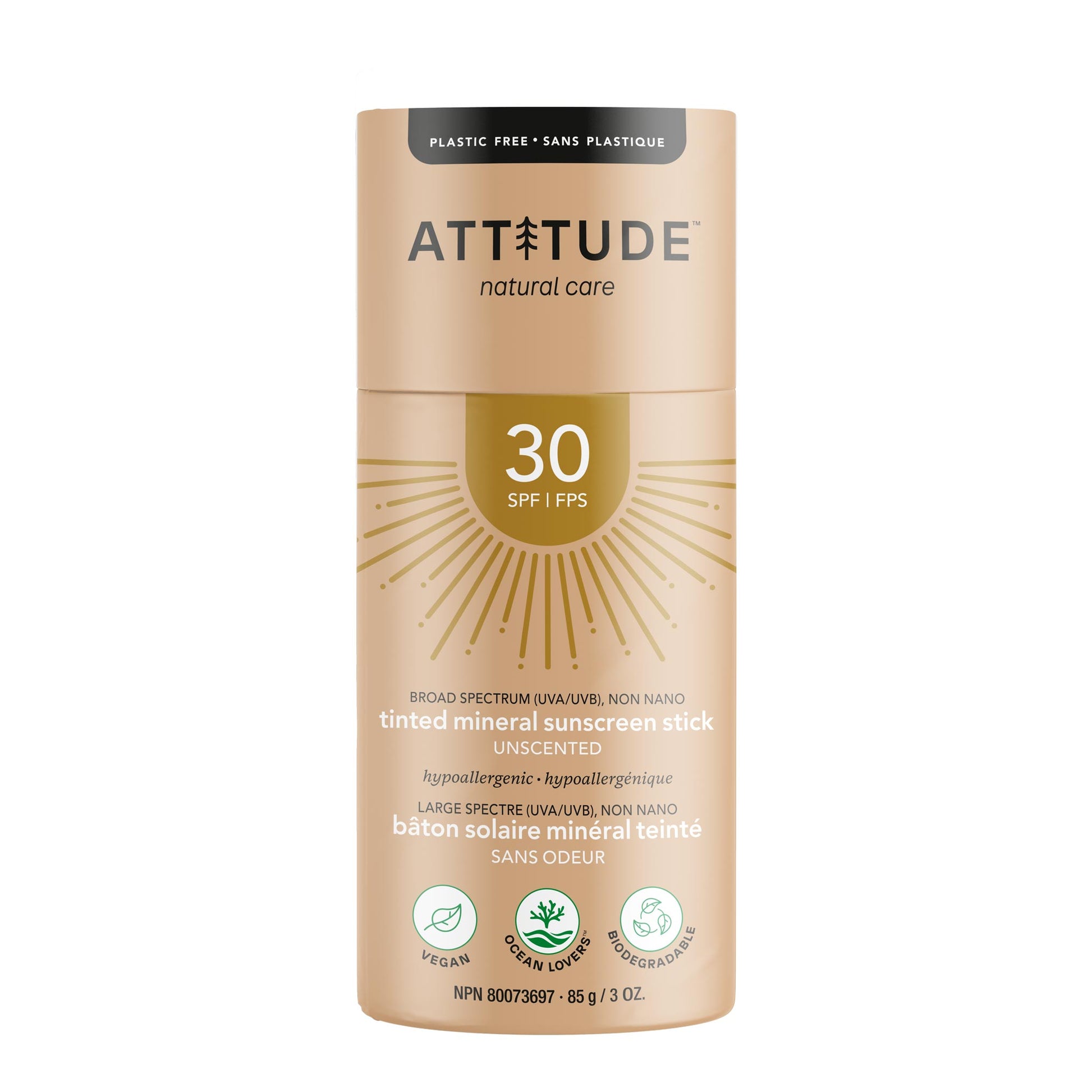 Sunscreen face stick Unscented Tinted SPF 30 ATTITUDE 16033 _en?_main? Unscented