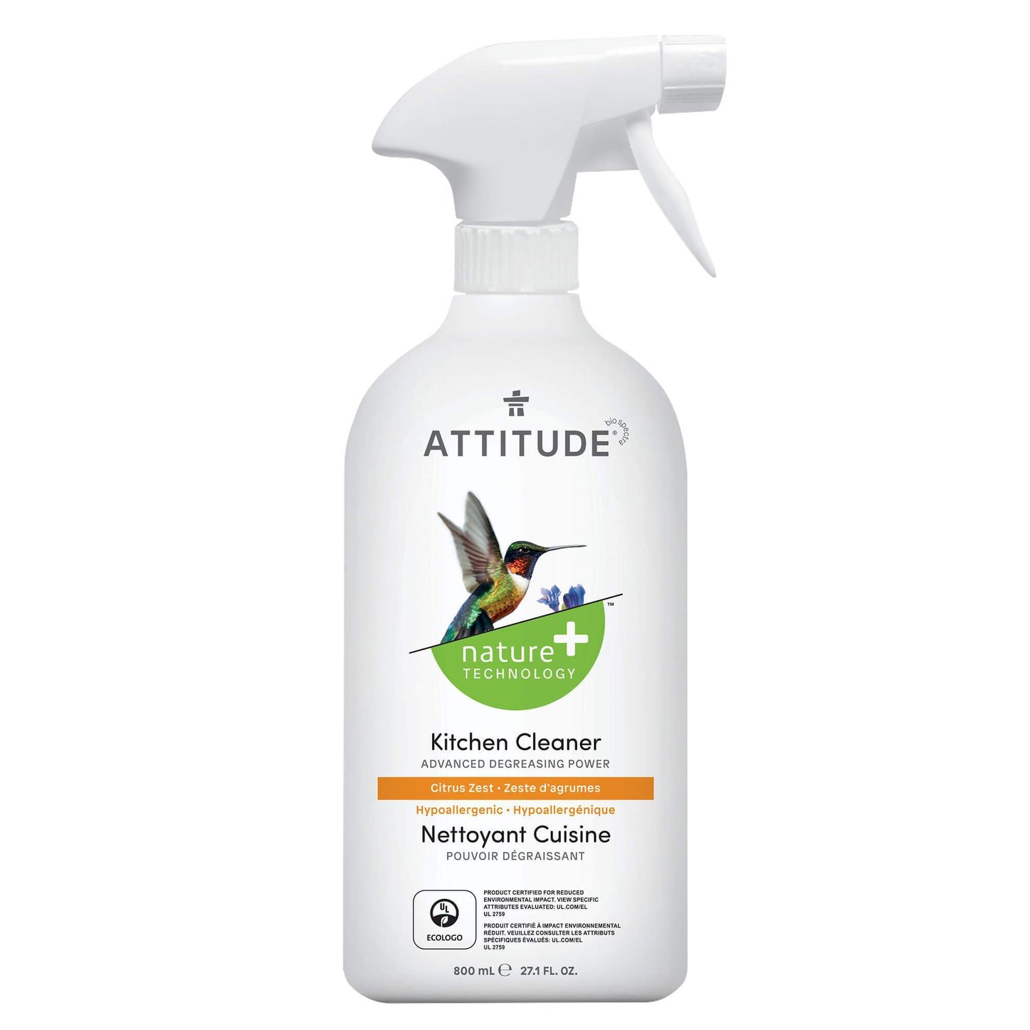 ATTITUDE Nettoyant cuisine - Pouvoir dégraissant - Zeste d'agrumes Bouteille 800 mL 10680_fr?_main?- Bouteille 800 mL