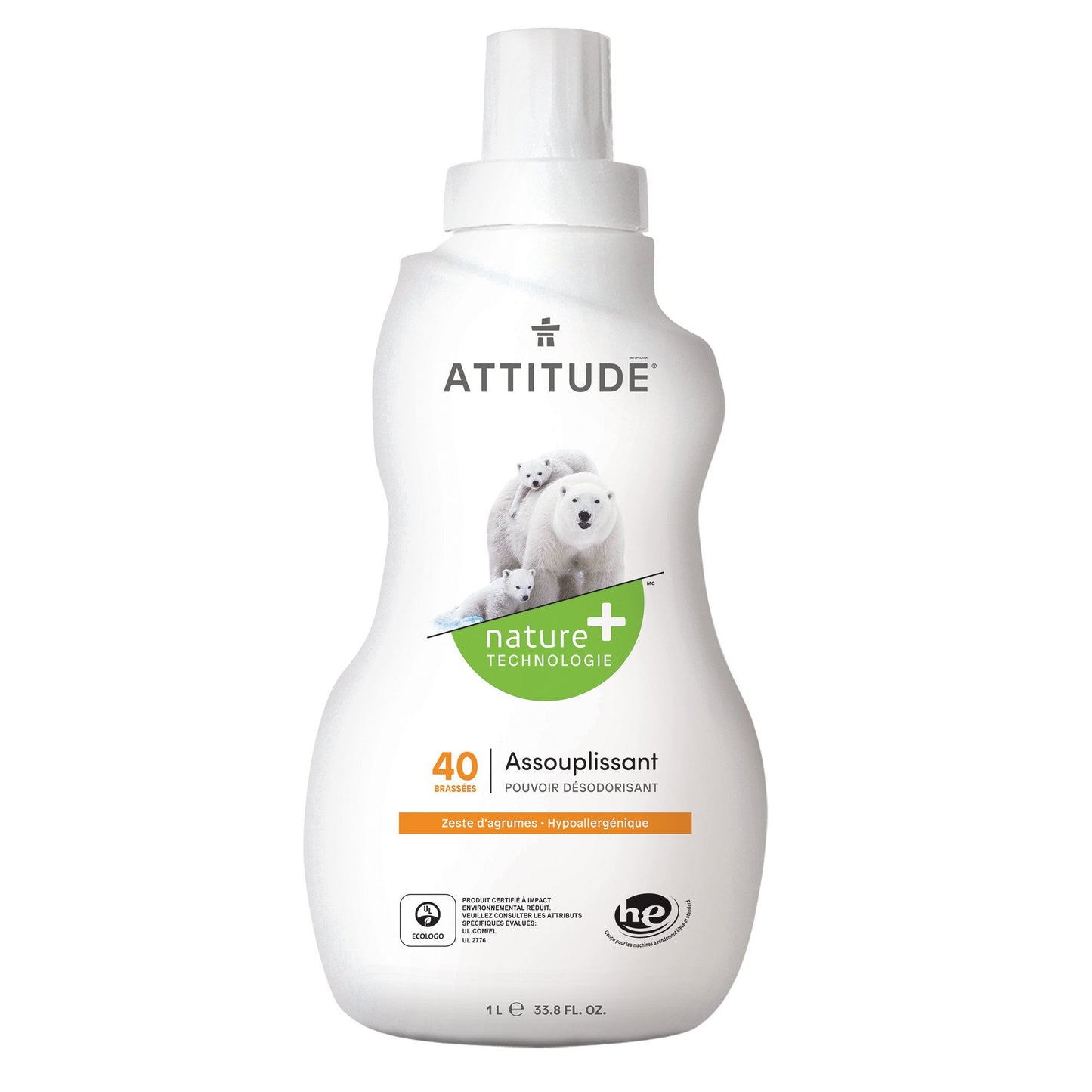 12142 ATTITUDE Assouplissant naturel - hypoallergénique Zeste d'agrumes_fr?_main? Zeste d'agrumes / 40 brassées