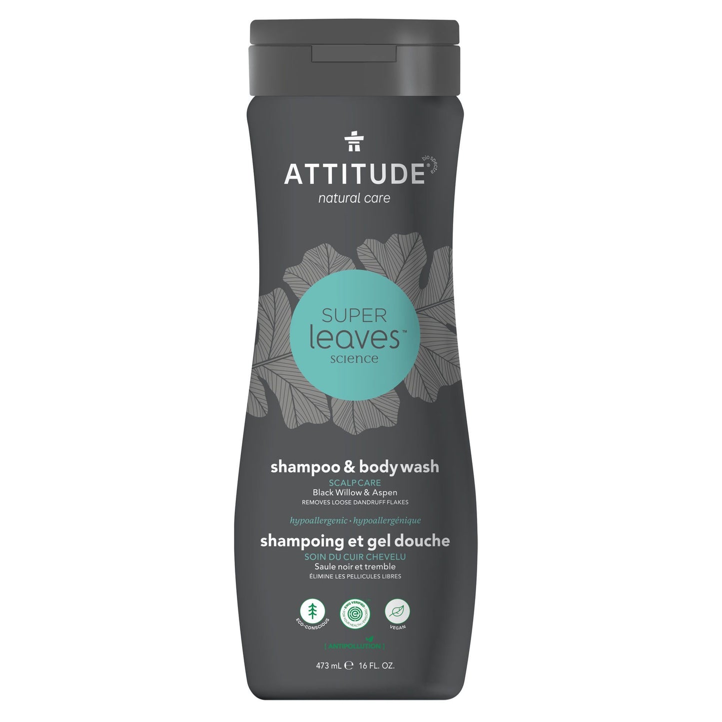 ATTITUDE Super leaves 2 en 1 Shampoing et Gel Nettoyant Soin du cuir chevelu Élimine les pellicules libres 11005_fr?_main? 473 mL