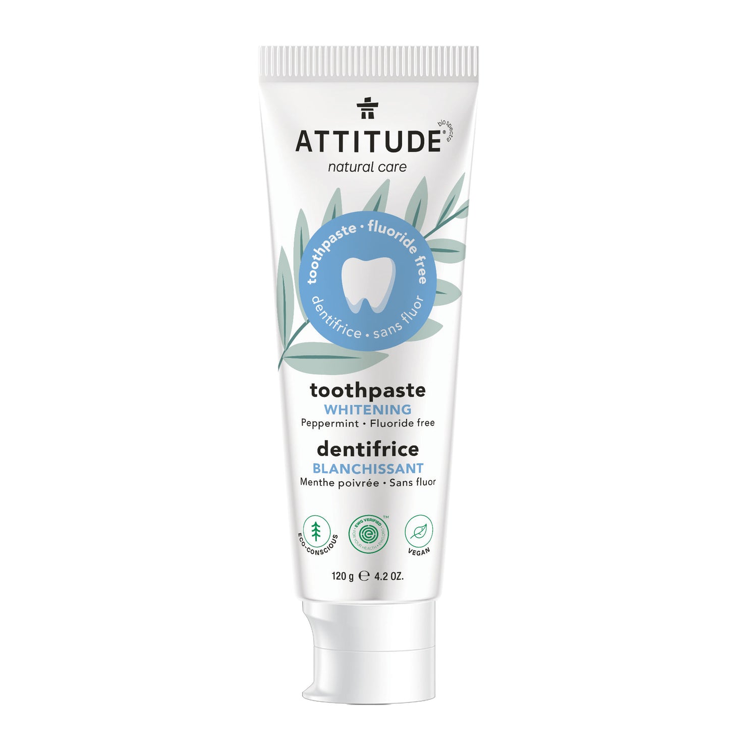 ATTITUDE Dentifrice Blanchissant Sans fluor - Menthe poivrée_fr?_main?