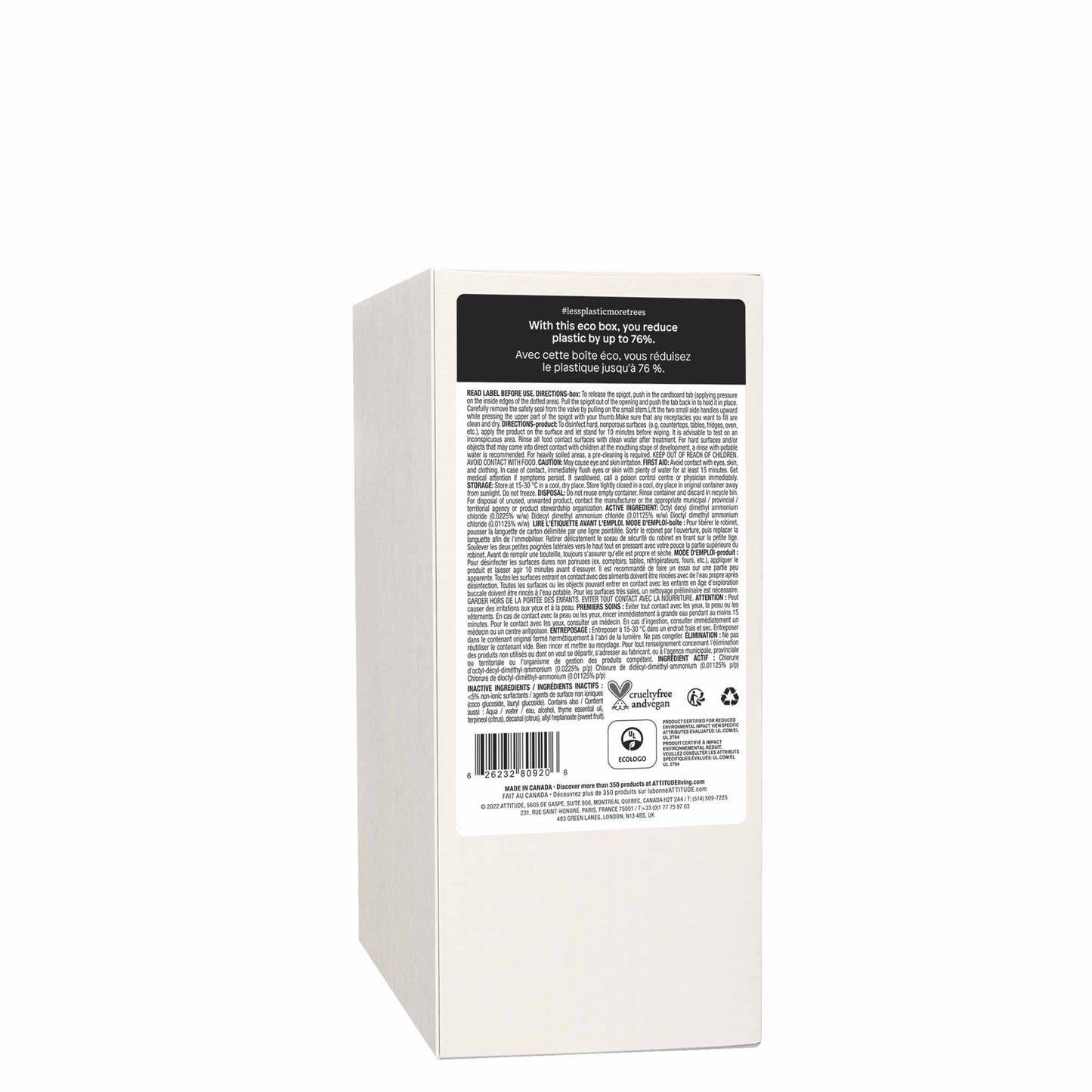 ATTITUDE Nettoyant Multi surfaces naturel Désinfecte à 99,9% Thym et agrumes - Éco-Recharge 2L 80920_fr? Thym et agrumes / Éco-Recharge 2L