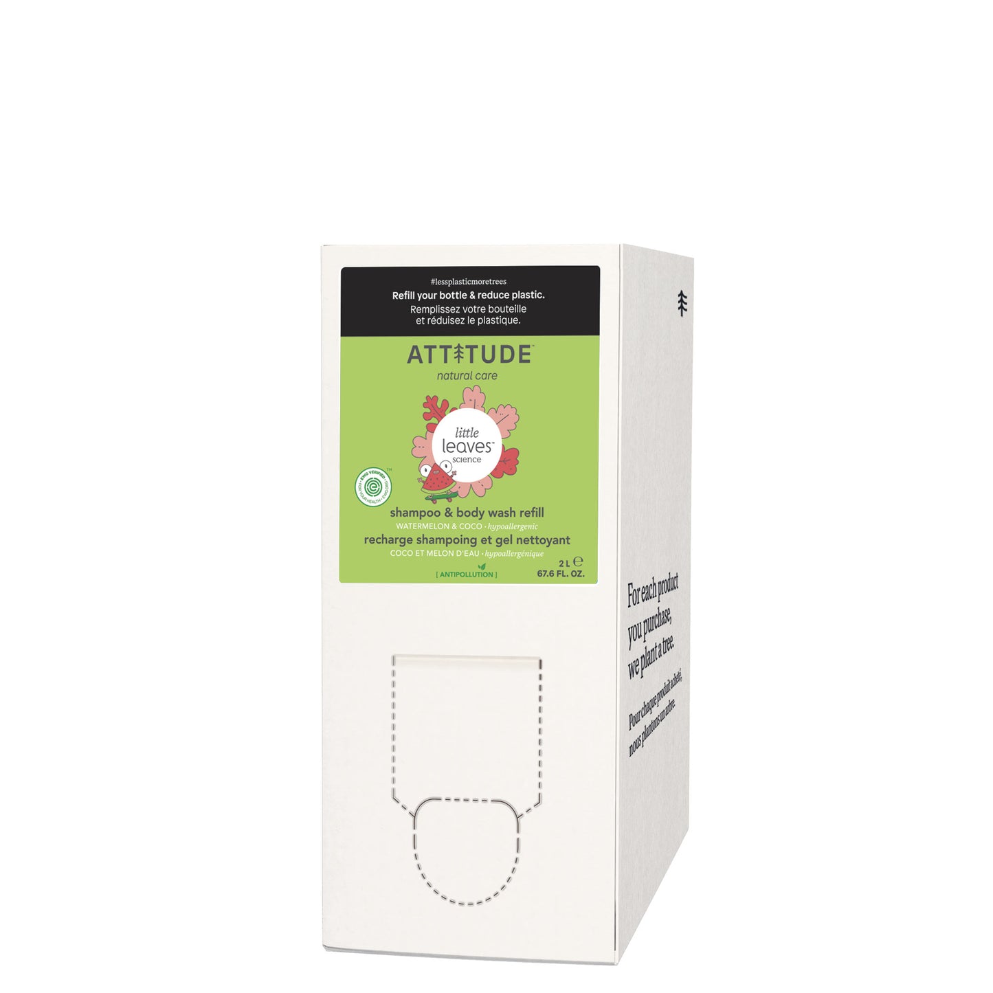 ATTITUDE Little Leaves™ Éco-Recharge Shampoing et Gel nettoyant pour enfants 2-en-1 Coco et Melon d'eau 81030_fr?_main? Coco et Melon d'eau / Éco-Recharge 2L