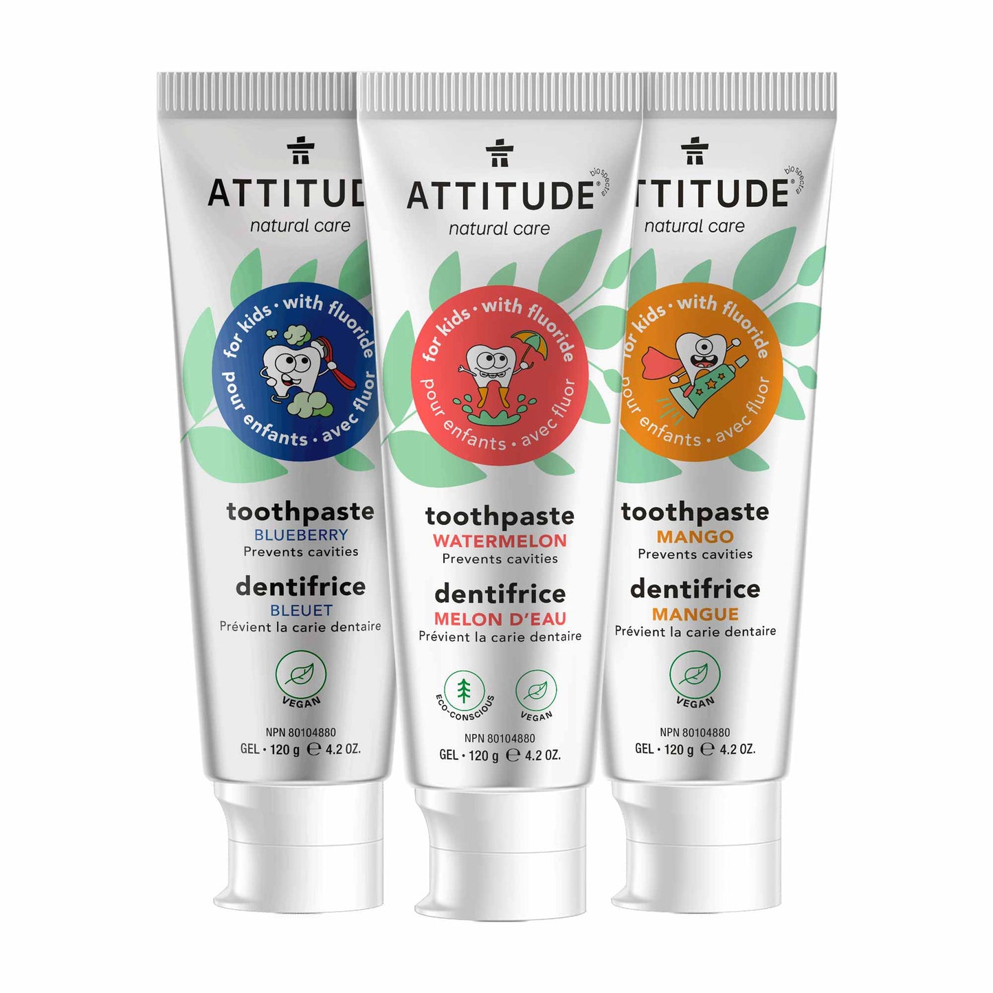 ATTITUDE Ensemble de 3 Dentifrice avec Fluor pour enfants BDL_16723-16724-16725_fr?_main? 3 unités