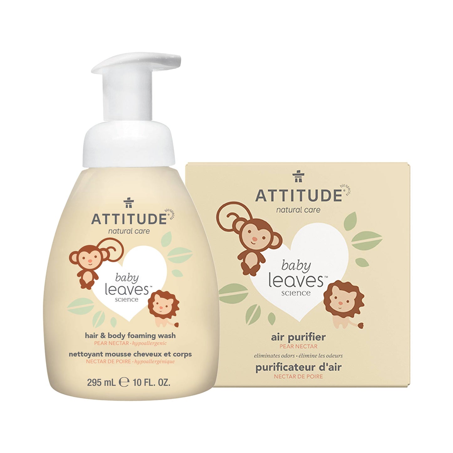 ATTITUDE baby leaves™ - Ensemble Purificateur d’air et 2 en 1 Nettoyant mousse pour cheveux et corps Nectar de poire BDL-16632+15212_fr?_main?