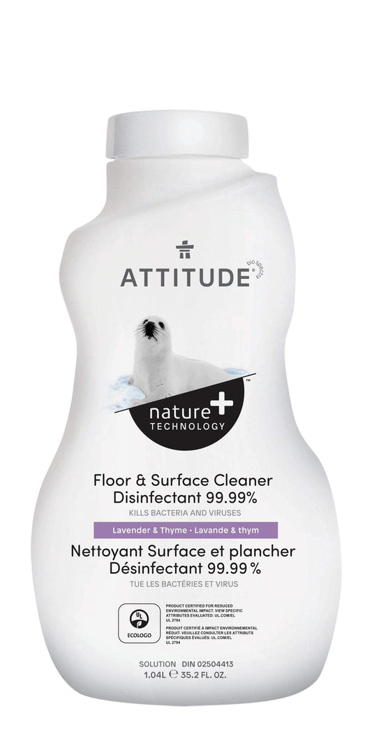 ATTITUDE Nature+ Nettoyant Surface et plancher Désinfectant 99,99%  Lavande et thym 10512_fr?_main?