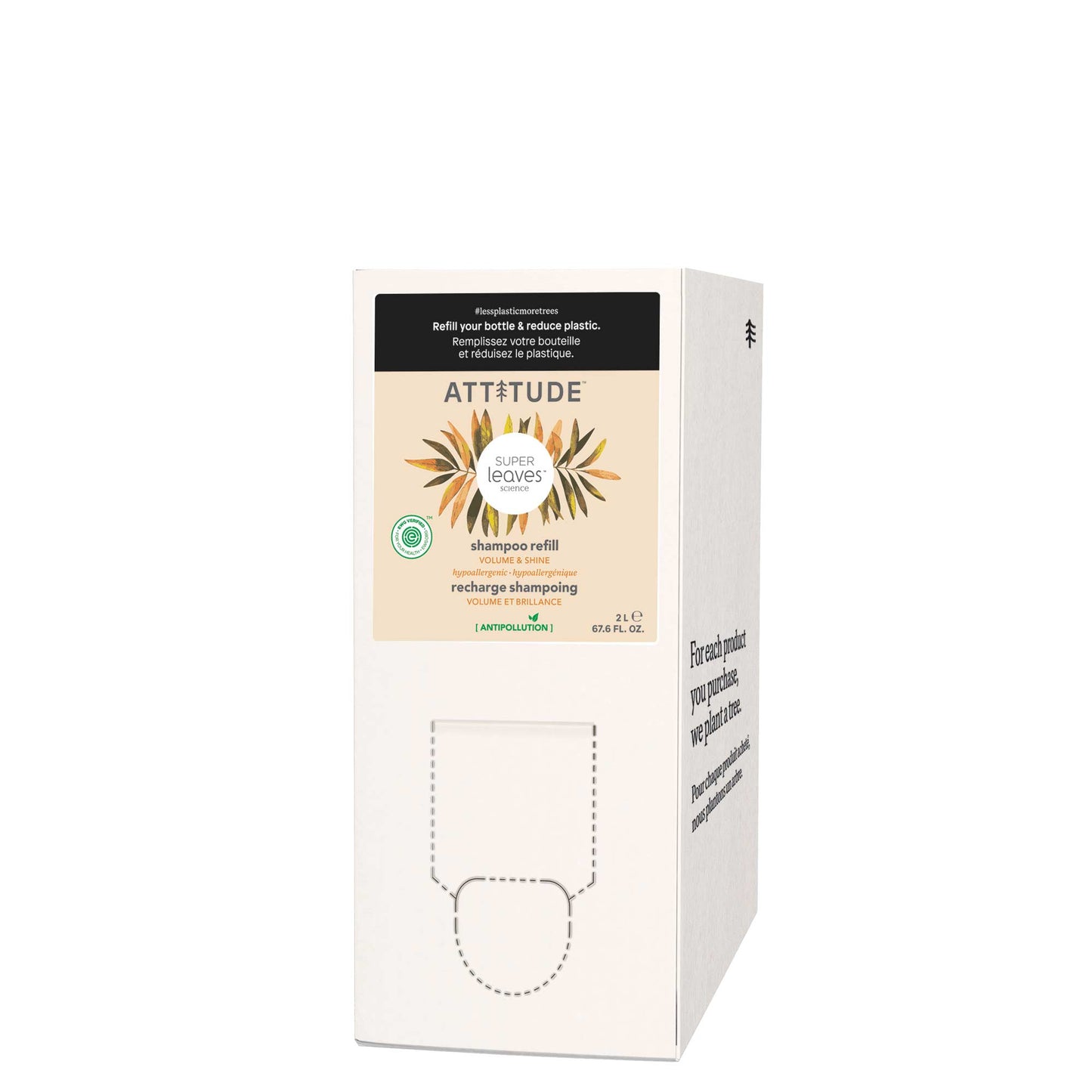 Shampoing Super leaves - Volume & Brillance, Amplifie l'épaisseur du cheveu _fr?_main? Éco-Recharge 2L