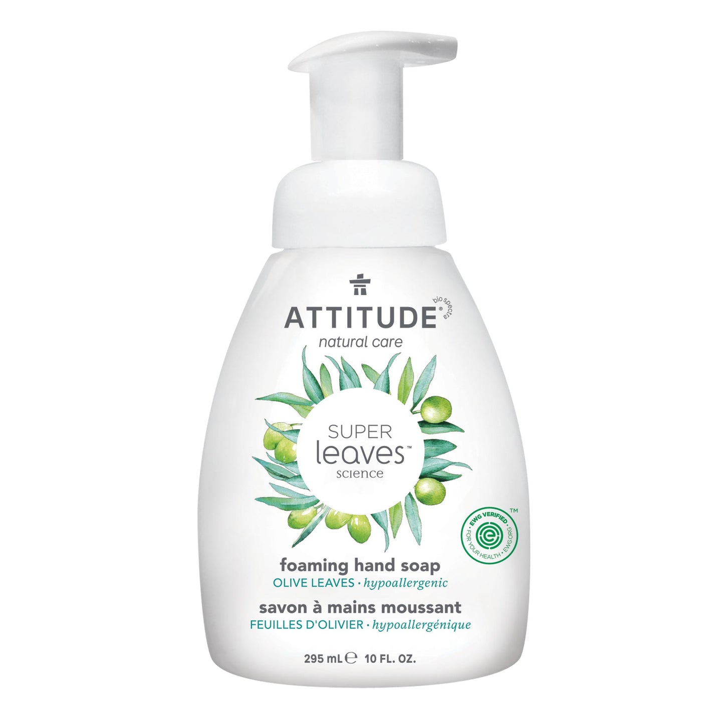 14083 ATTITUDE - Super Leaves™ - Savon mousse pour les mains - Naturel - Feuilles d’olivier _fr?_main? - Feuilles d'olivier - 295 mL