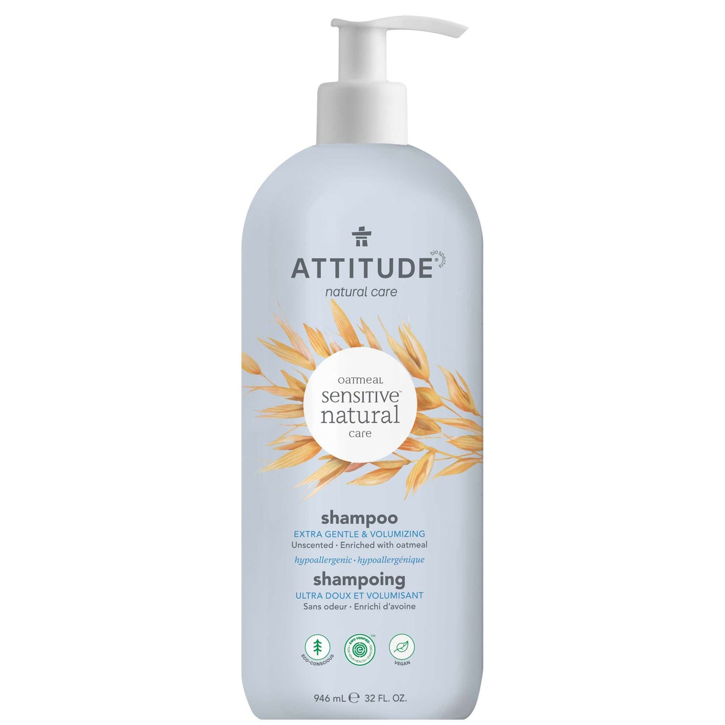 ATTITUDE Oatmeal sensitive natural care Shampoing Ultra doux et volumisant : Peau sensible Sans odeur 946mL_fr?_main? 946 mL
