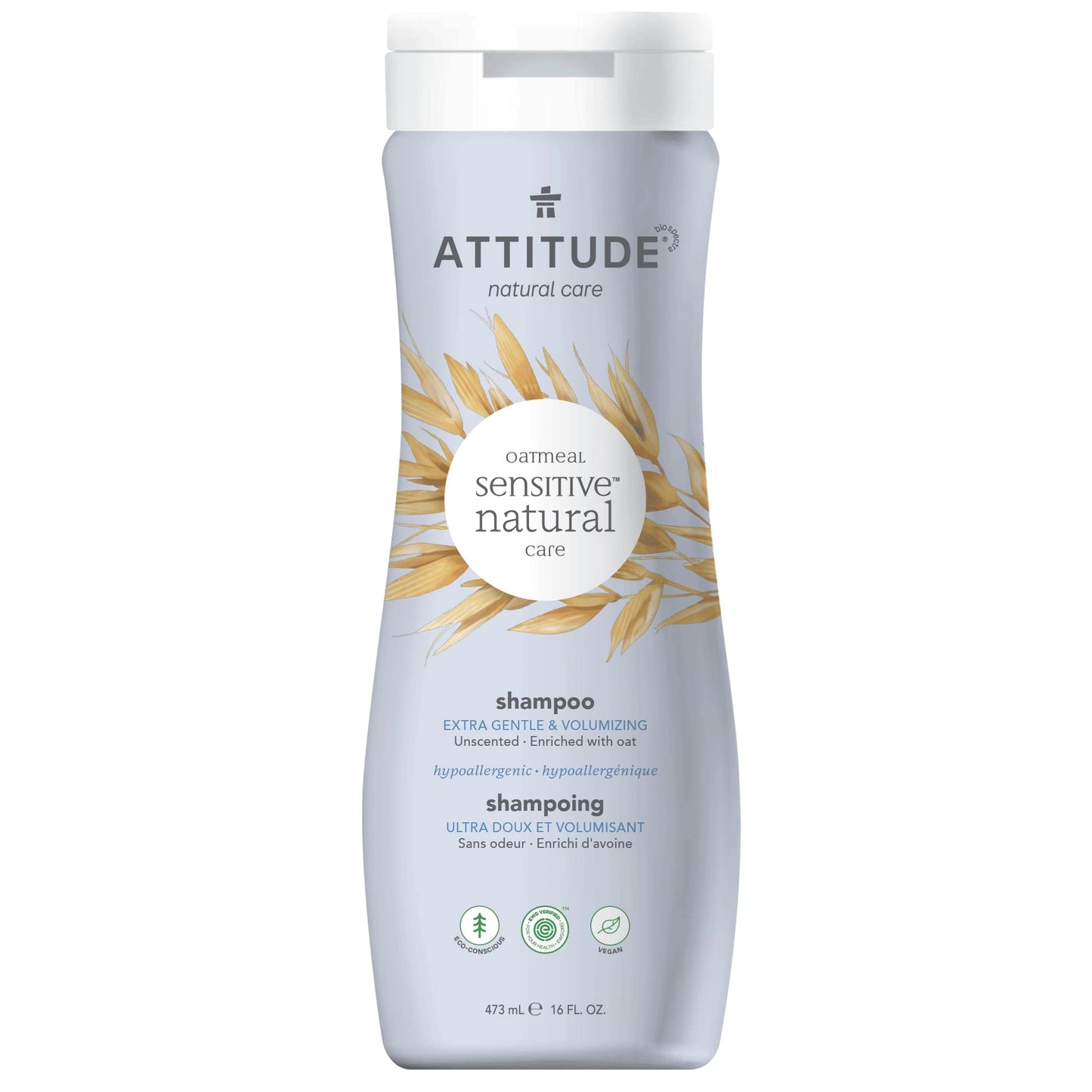 ATTITUDE Oatmeal sensitive natural care Shampoing Ultra doux et volumisant : Peau sensible Sans odeur 473mL_fr?_main? - 473 mL -