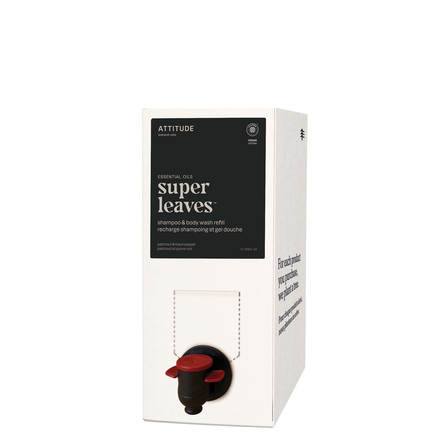 ATTITUDE Super Leaves Essential huile essentielle recharge shampoing gel douche Patchouli et poivre noir 87003_fr?_main? Éco-recharge 2L