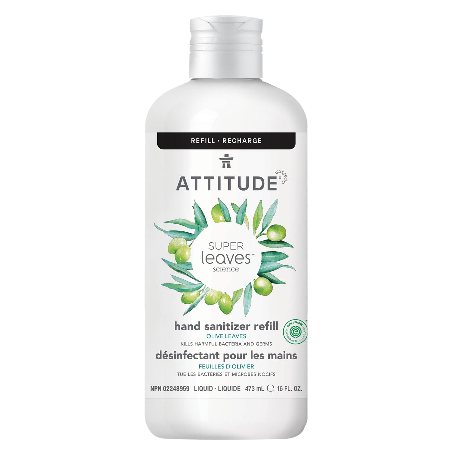 Recharge 473 mL désinfectant pour mains Super leaves™ Feuilles d'olivier _fr? _refill? Recharge 473 mL
