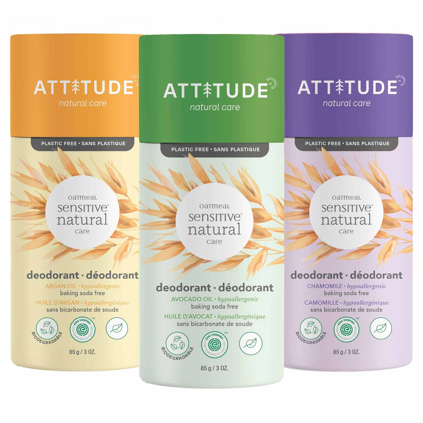 Ensemble 3 déodorants naturels sans bicarbonate de soude, peau sensible Attitude, mix 3 fragrances _fr?_main?