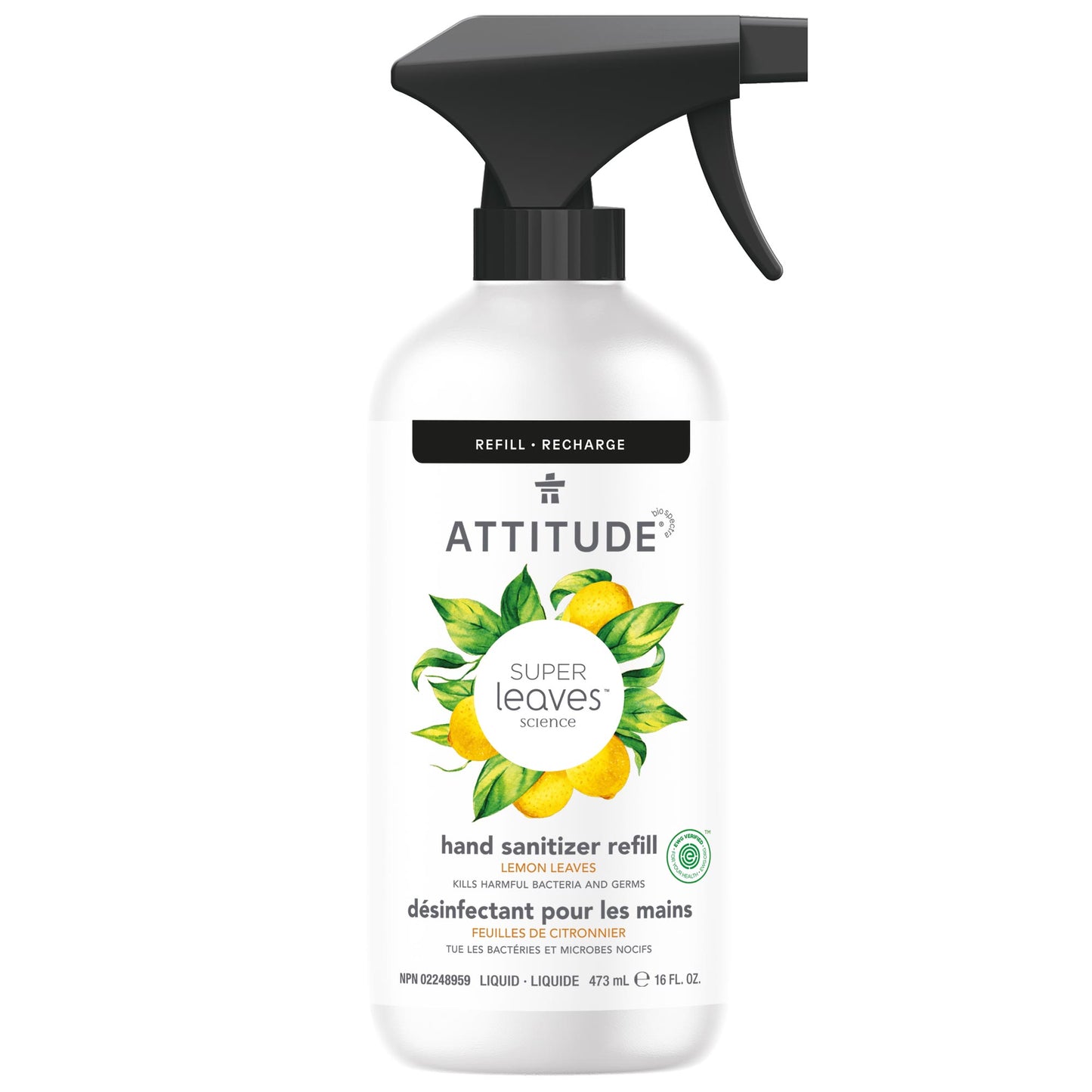 Désinfectant pour les mains Super leaves™ Feuilles de citronnier_fr?_main? Recharge avec gachette 473 mL