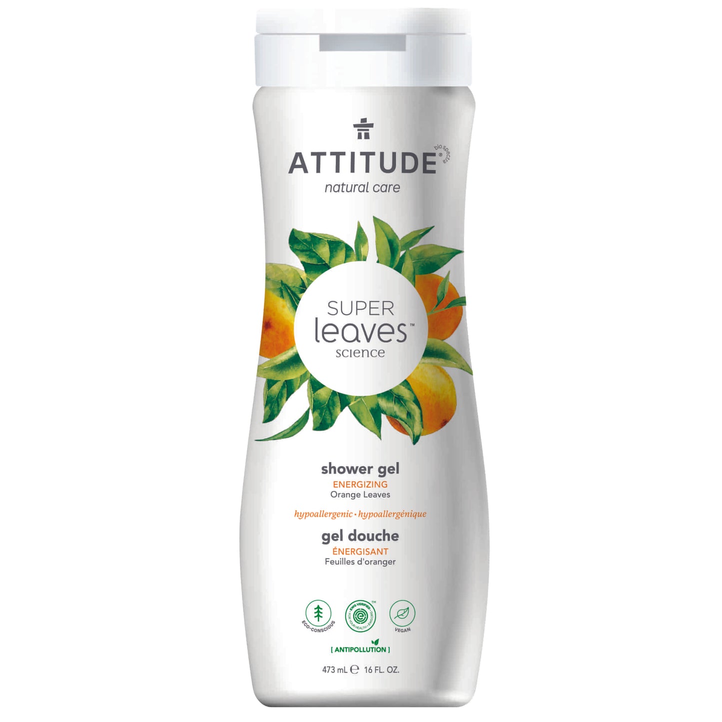 ATTITUDE Super Leaves™ Gel de douche Énergisant Fleur d'Oranger 473ml_fr?_main? - Feuilles d'oranger- 473 mL