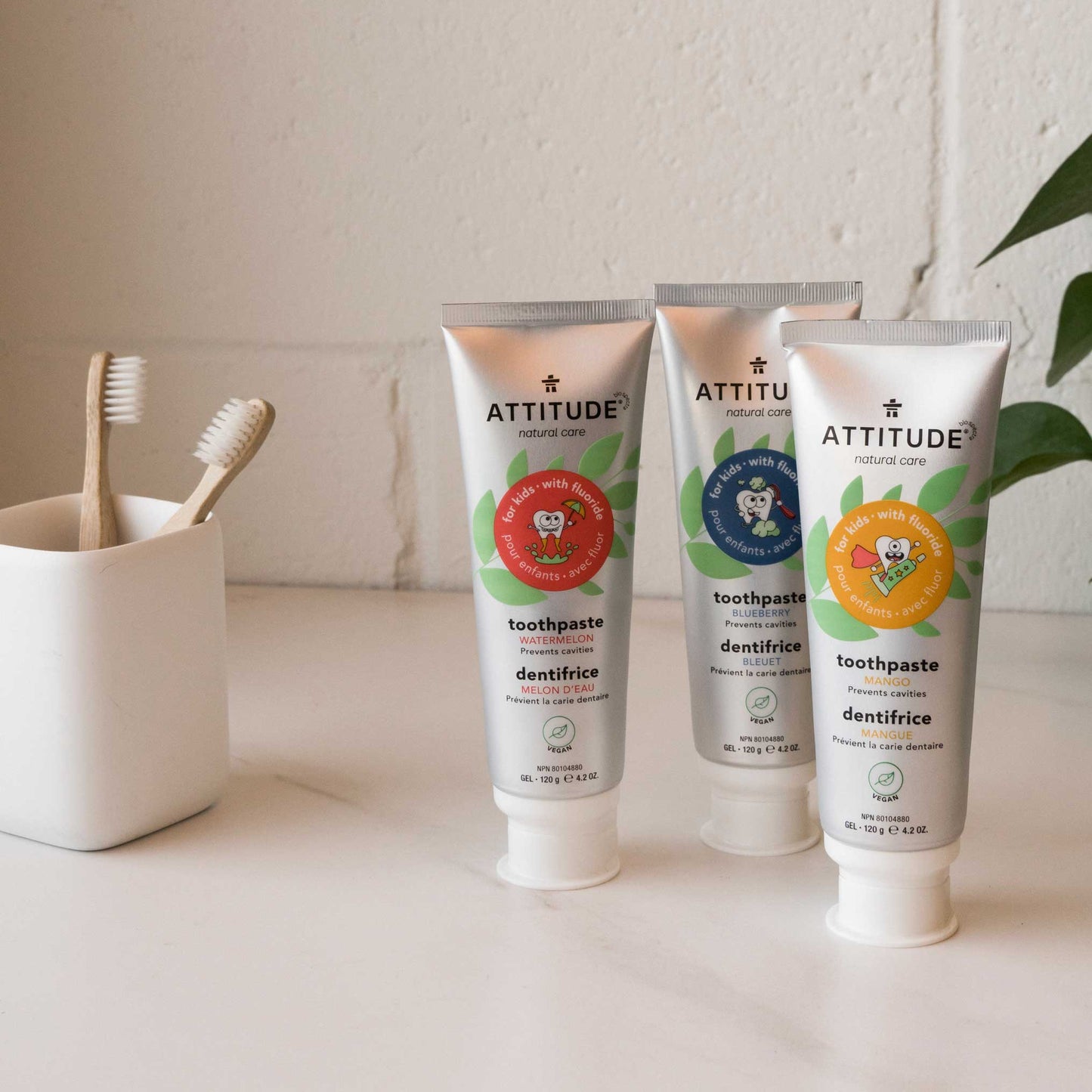 Trio dentifrices enfants avec fluor Bleuet, Mangue et Melon d'eau ATTITUDE _fr?_hover? ALL_VARIANTS