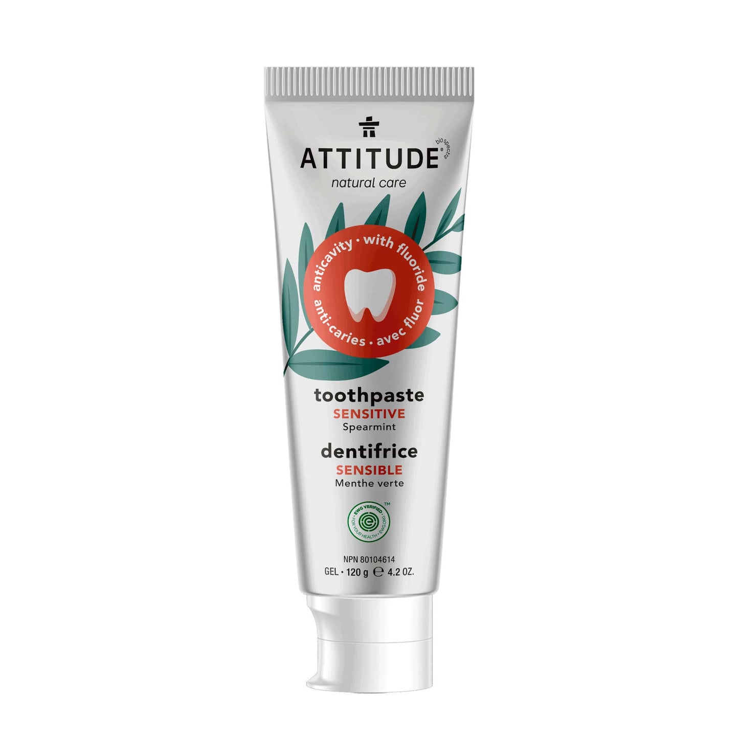 ATTITUDE Dentifrice pour Adulte avec Fluor Sensible Menthe Verte_fr?_main? 120g