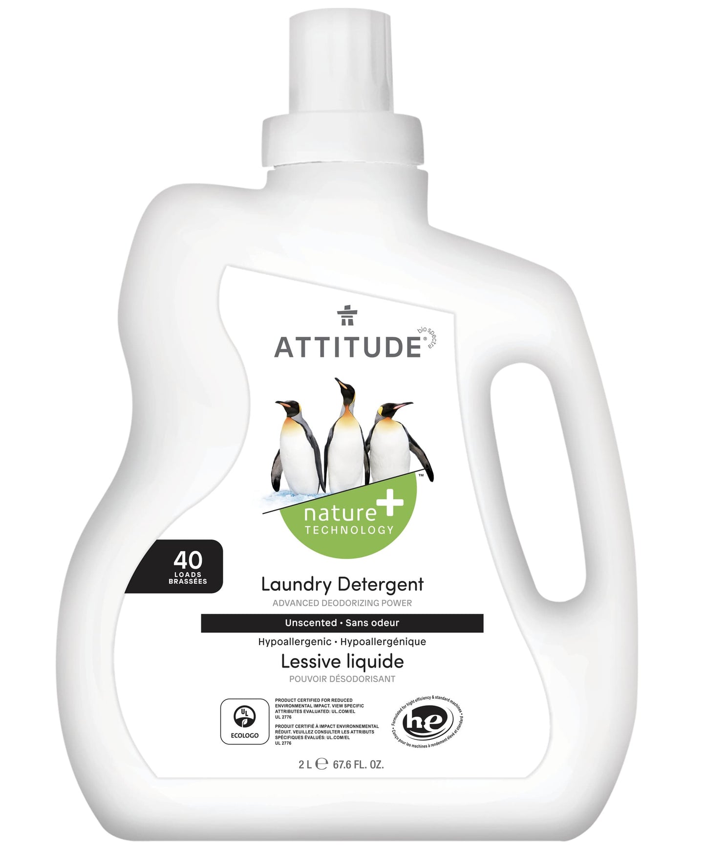12043 ATTITUDE Détergent à lessive liquide naturel _fr?_main? Sans odeur / 40 brassées