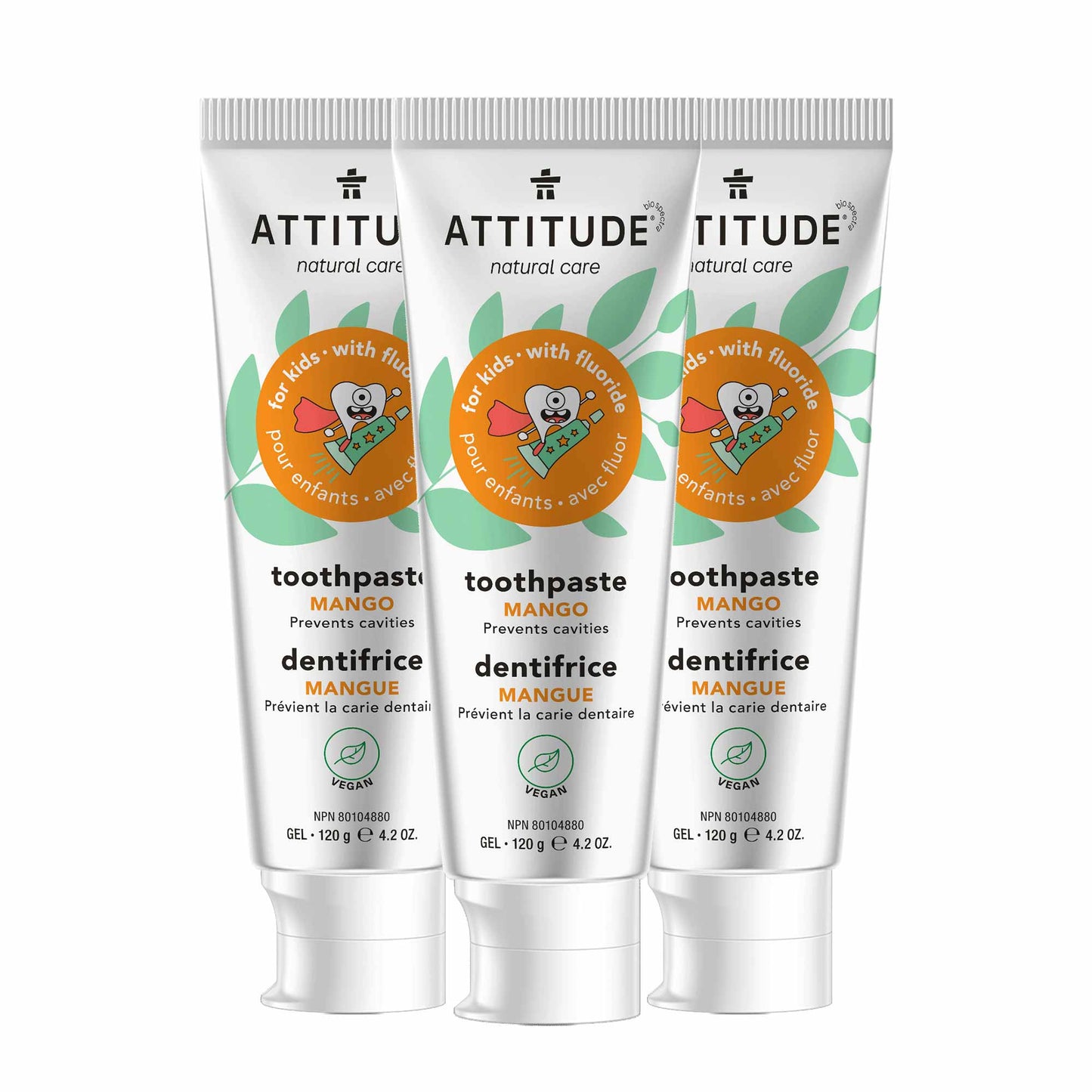 Trio dentifrices enfants avec fluor Mangue ATTITUDE BDL_3-16725 _fr?_main? 3 unités / Mangue