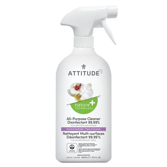 ATTITUDE Nature+ All Purpose Cleaner Disinfectant 99.9%  - Thym et lavande - Bouteille 800 mL 10912_fr? _main? Thym et lavande / Bouteille 800 mL