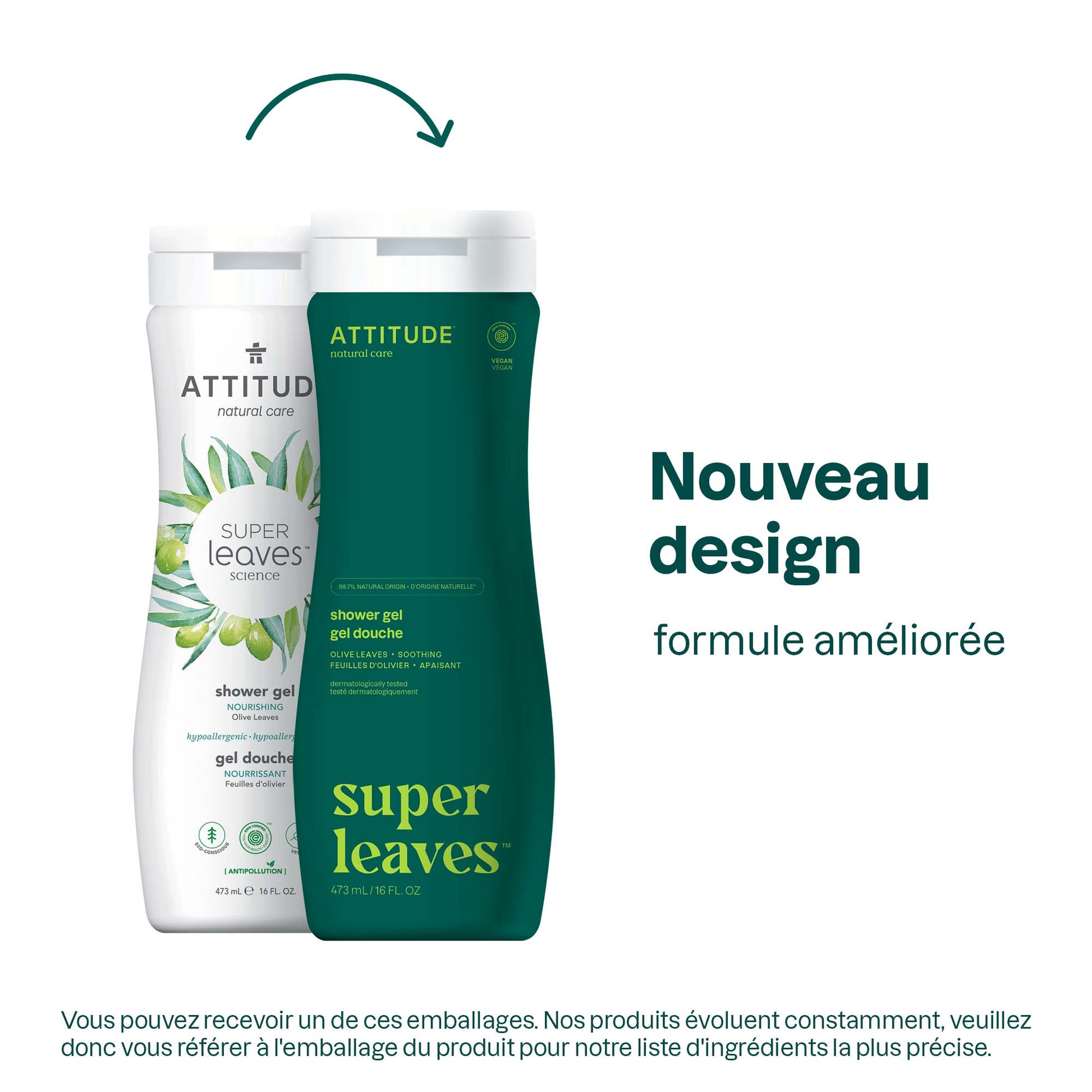 11293 ATTITUDE Super Leaves™ - Gel douche naturel nourrissant certifié EWG 11293_fr? - Feuilles d'olivier - 473 mL