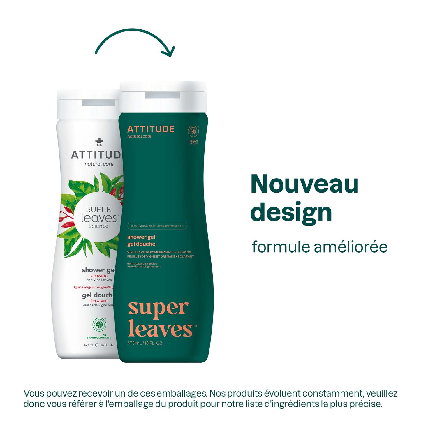 11294 ATTITUDE Super Leaves™ - Gel douche naturel - Effet éclatant - Certifié EWG Verified 11294_fr? - Feuilles de vigne rouge - 473 mL