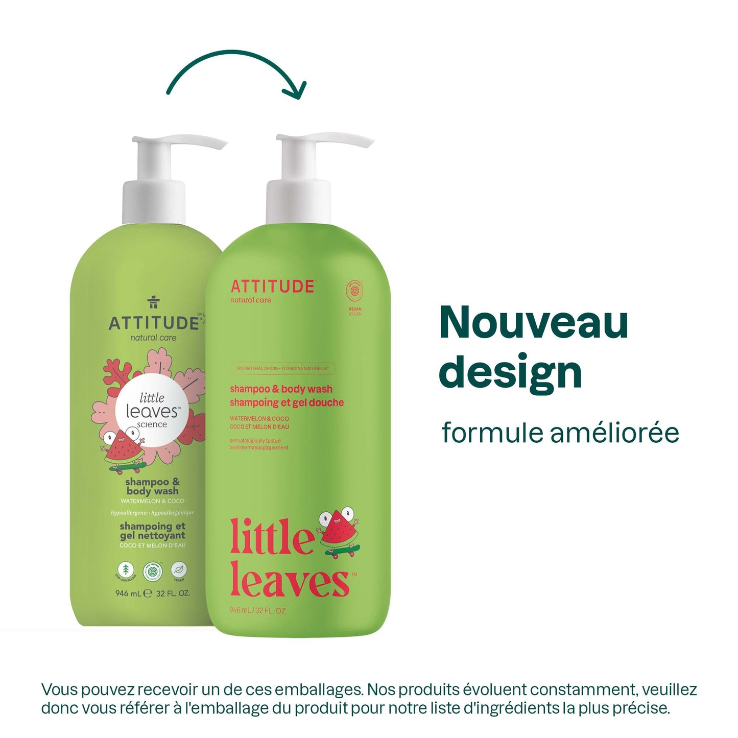ATTITUDE - Little Leaves™ - Shampoing et Gel nettoyant pour enfants 2-en-1 Coco et Melon d'eau  11527_fr? Coco et Melon d'eau / 946 mL 
