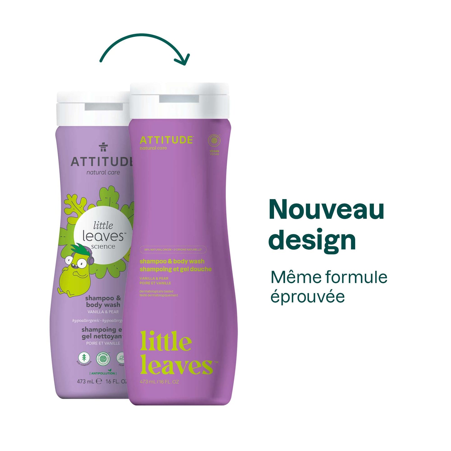 ATTITUDE - Little Leaves™ - Shampoing et Gel nettoyant pour enfants 2-en-1 - Poire et Vanille 11015_fr? Poire et Vanille / 473 mL