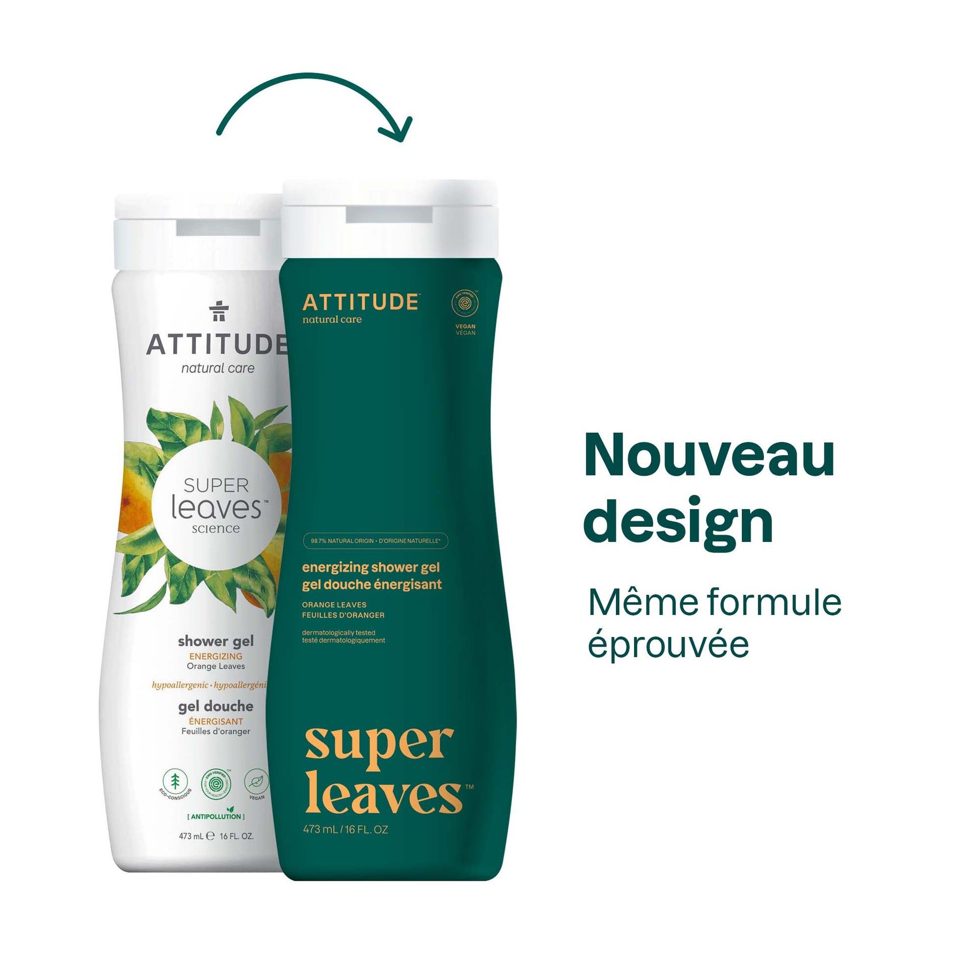 ATTITUDE Super Leaves™ Gel de douche Énergisant Fleur d'Oranger 473ml_fr?- Feuilles d'oranger- 473 mL