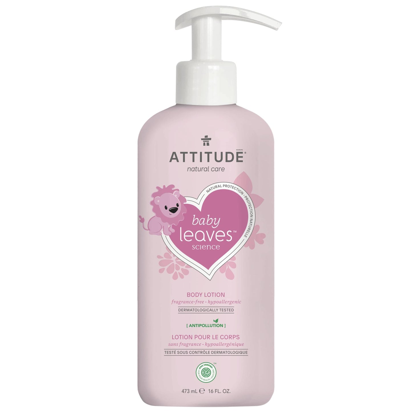 16625 ATTITUDE Baby Leaves™ - Lait corps pour bébé sans fragrance - Naturel & Certifié EWG _fr? Sans odeur