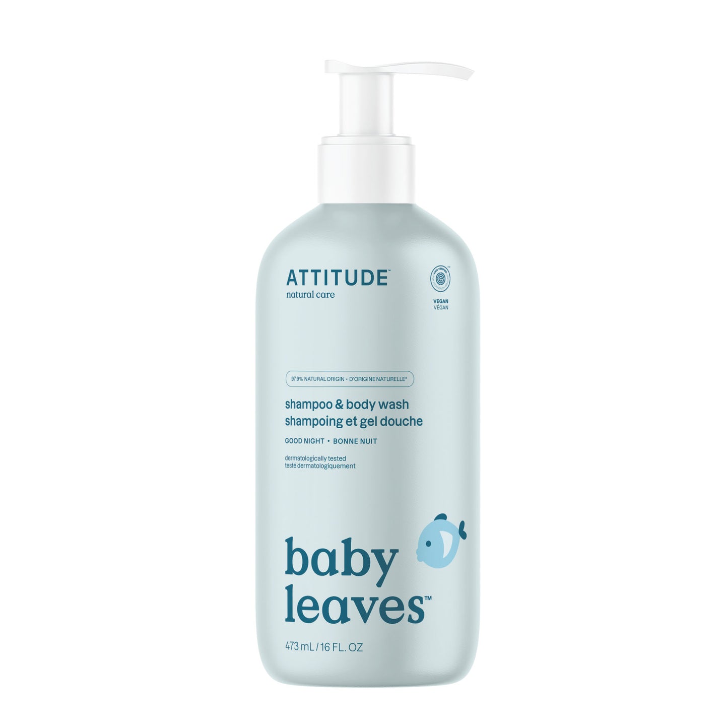 16613 ATTITUDE Baby Leaves™ - Shampooing bébé 2 en 1 - Certifié EWG - Bonne nuit _fr?_main?