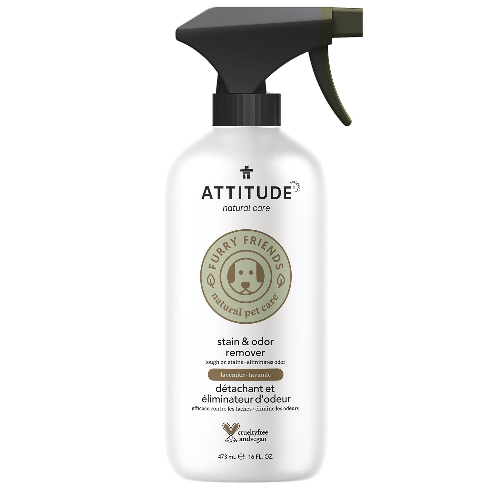 ATTITUDE Détachant et éliminateur d'odeur Bouteille 473 mL pour animaux Furry Friends™ Lavande 81173_fr?_main? Bouteille 473mL