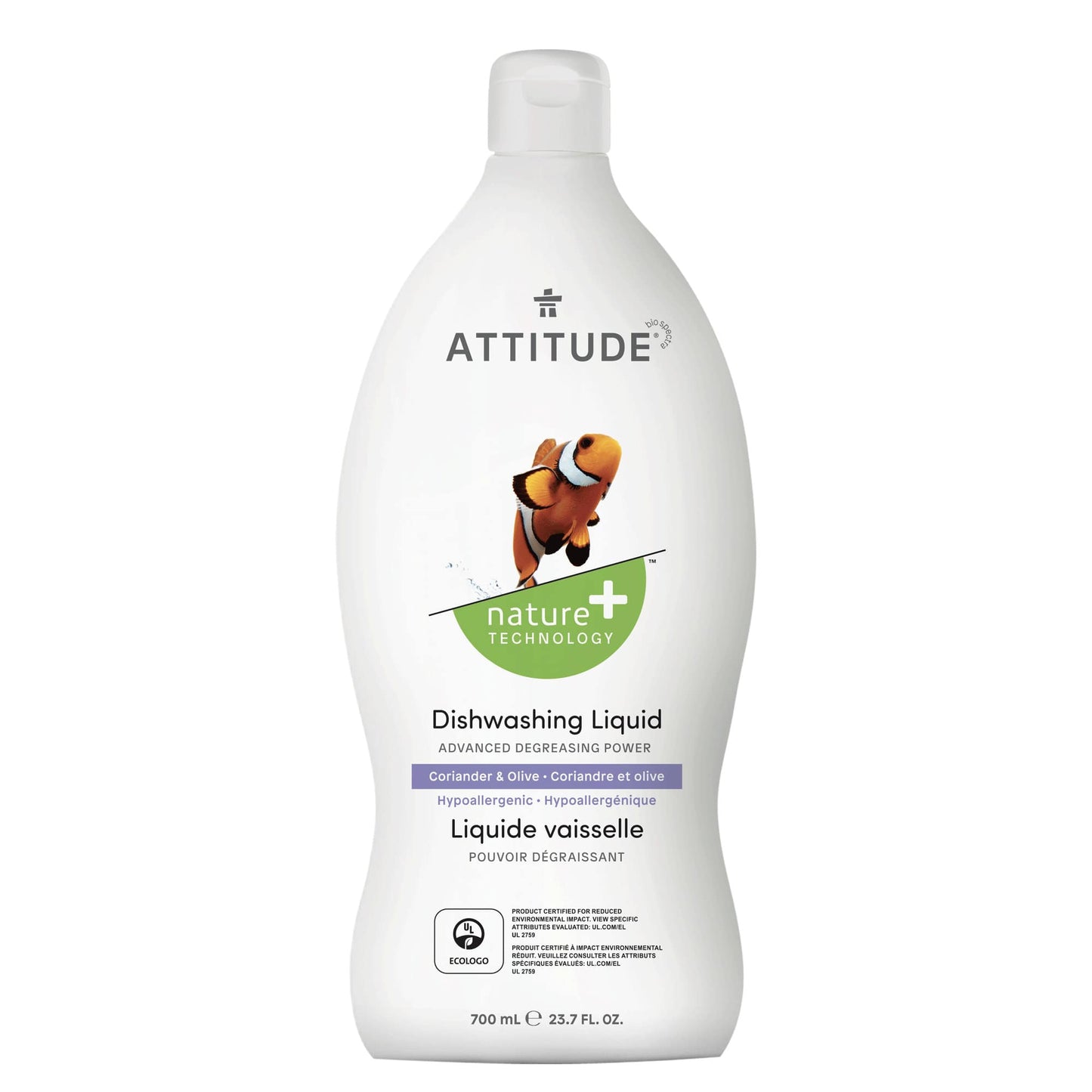 ATTITUDE Nature+ liquide vaisselle coriandre et olive pouvoir dégraissant hypoallergénique 13175_fr?_main? Coriandre et olive / 700 mL