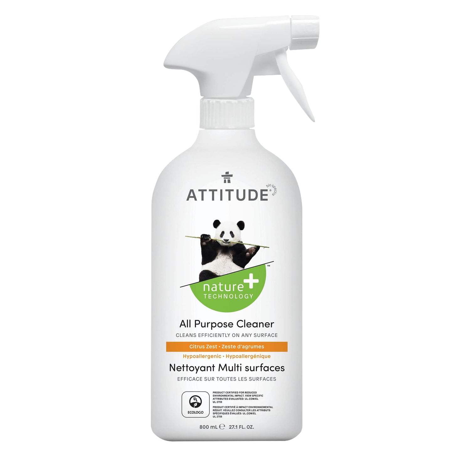 ATTTITUDE Nettoyant multi-surfaces Nature+ Technology - Zeste d'agrumes Bouteille 800 mL 10180_fr?_main? Zeste d'agrumes / Bouteille 800 mL