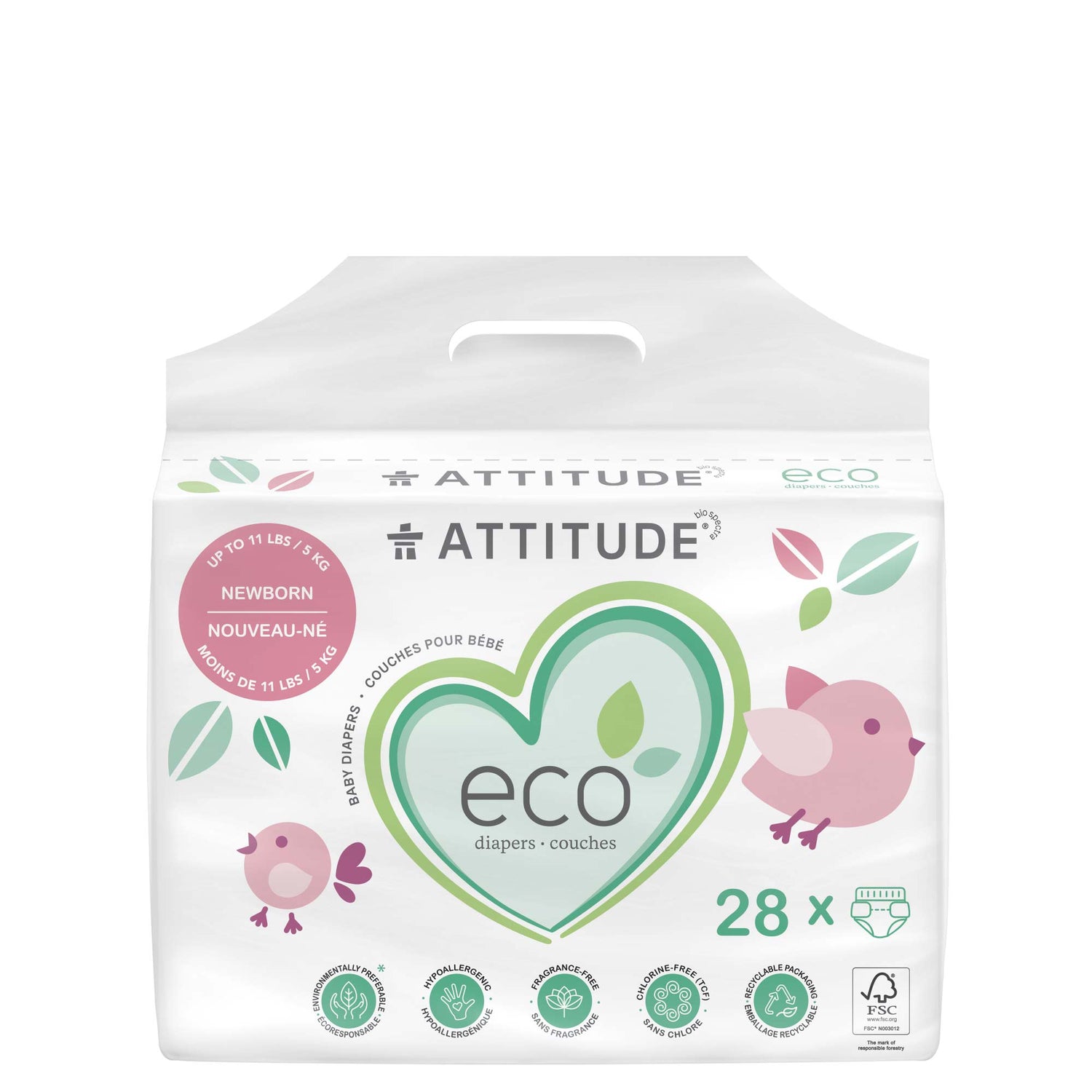 ATTITUDE Couches biodégradables & écologiques, sans fragrance - Nouveau-né (Poids moins de 5kg) / 1 unité 16210_fr?_main?