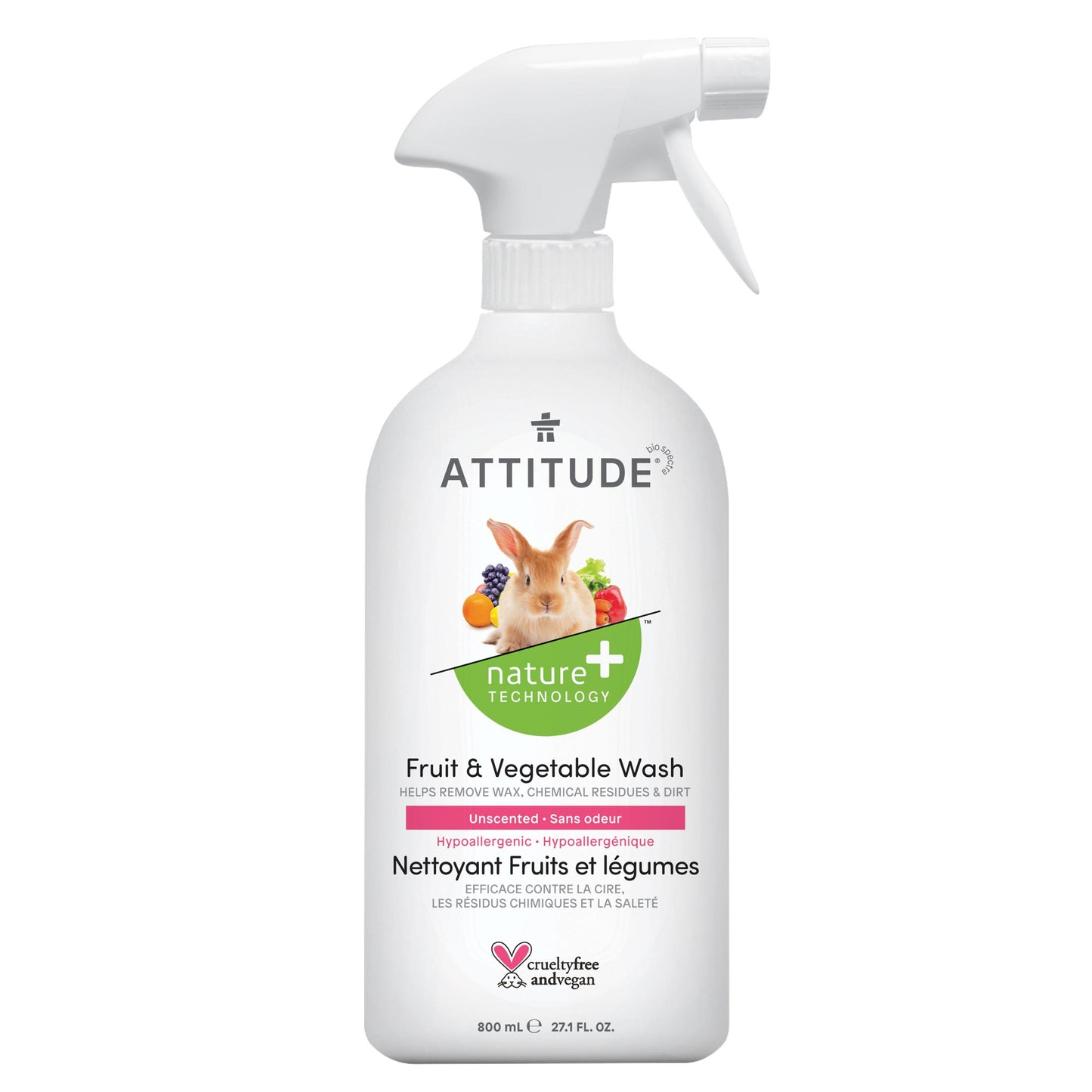 ATTITUDE Nature+ Nettoyant Fruits et légumes bouteille 800 mL Unscented 10780_fr?_main? Bouteille 800 mL